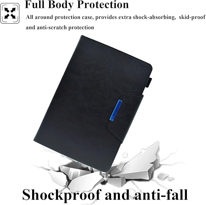 Folio Case for Amazon Kindle Fire HD 8/Fire HD 8 Plus (12th/10th Generation 2024/2022/2020) 8 UUcovers PU Leather Magnetic Smart Cover with Stand/Pencil Holder/Pockets [Auto Sleep/Wake] Black
