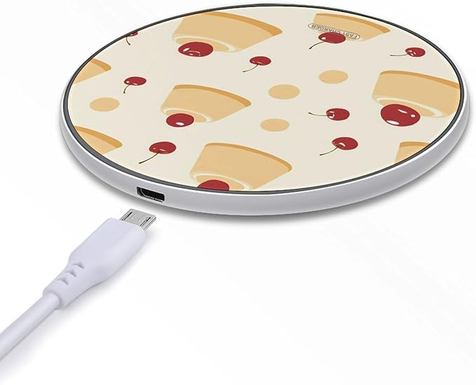 Cheese Pudding Cherries Phone Charger Magnetic Charging Pad Anti-Slip with USB Cable
