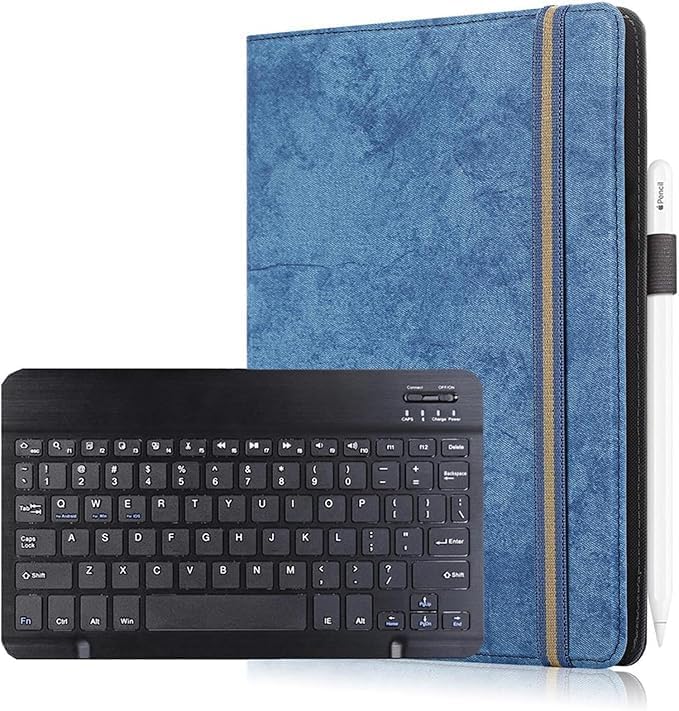 Neezee for 10.1” T-Mobile Revvl Tab 2 Tablet Case with Keyboard – Slim 2-in-1 Folio Cover (Navy Blue)