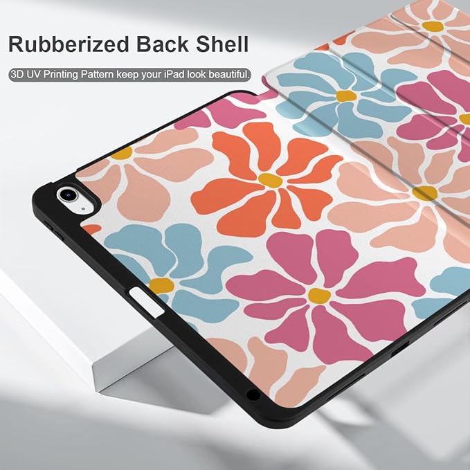 MEEgoodo for M4/M3/M2 iPad Air 11 inch Case 2026 2025 2024Case for iPad Air 5th Generation/iPad Air 4th Gen 10.9 inch 2022 2020 Tablet Cover with Soft TPU Back Shell Minimalist Style Floral