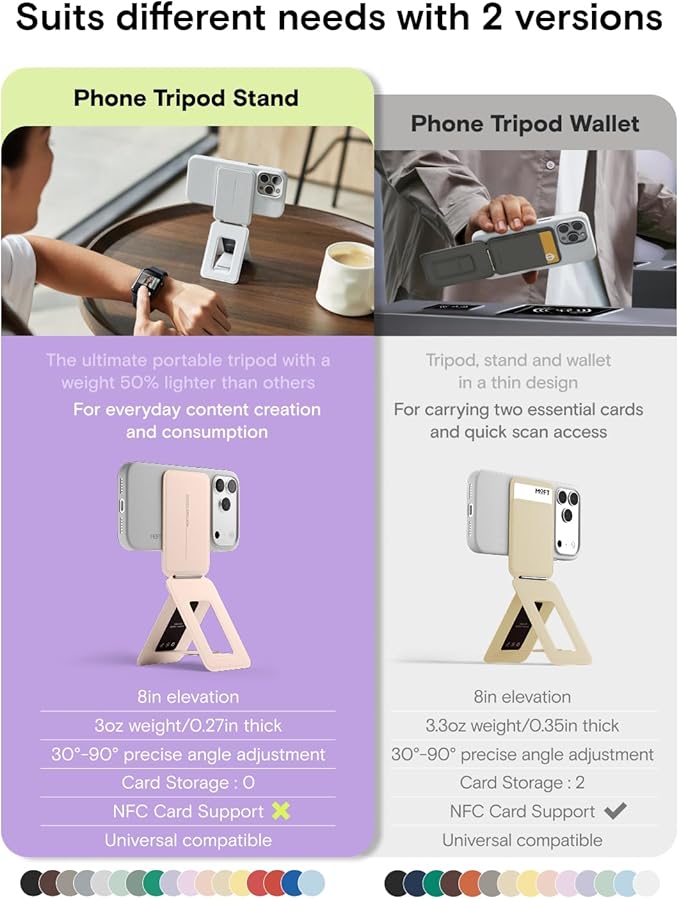 MOFT Phone Stand Magnetic Phone Tripod Stand Stain-Resistant MOVAS Leather &amp Angle Adjustment &amp Strong Magnets Tripod for iPhone 17/16/15/14/13/12 (Included Metal Ring)-Blush