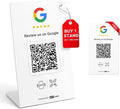 HotLabel Review Stand 1-Pack + Bonus Review Tap Card 1-Pack + For Boosting Business Reviews + White + NFC Tap &amp QR Code + Supports 2 Different Stores or Same + No App/No Subscription