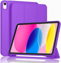 Case for iPad (A16) 11 Inch 2025/iPad 10th Generation 10.9 Inch 2022 Slim Trifold Stand Protective Cover with Pencil Holder and Soft TPU BackSupport Auto Sleep/Wake (Grape Purple)