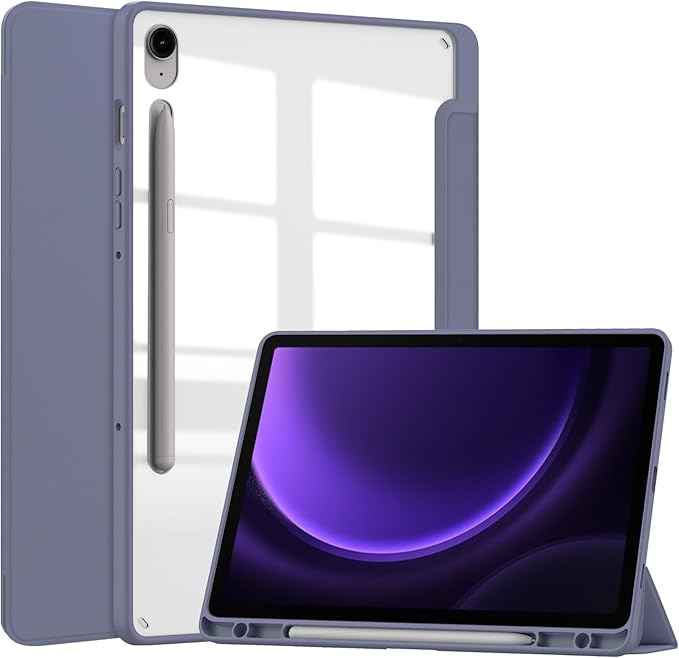 for Samsung Galaxy Tab S10 Lite/ S10 FE/ S9 FE 10.9 Inch Tri-Fold Smart Tablet Case with Pen Holder Shockproof Protective Cover W Transparent Back Shell Auto Wake/SleepMint Green
