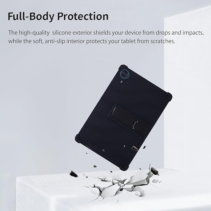 Case for Callsky-Pro/Callsky Ctab 14 / Teclast T70 14inch Android 14 TabletAdjustable BracketSoft Silicone Protective Cover with Adjustable Stand Lightweight and Kid-Friendly(Black)