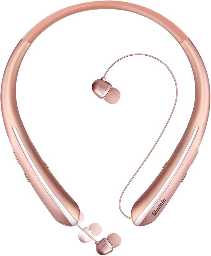 Neckband Bluetooth Headphones Bluetooth 5.4 Wireless Headphone with Retractable EarbudCVC8.0 Noise Cancelling 16Hrs Playtime Around The Neck Headphones Stereo Headset for Music Conference Videos