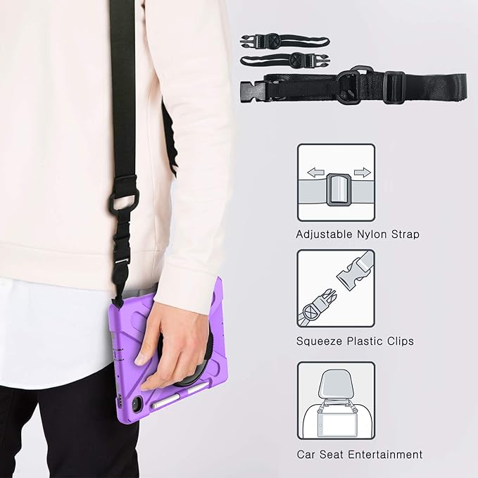BRAECN for Samsung Galaxy Tab S6 lite Case 10.4 inch 2024/2022Rugged Shockproof Case with 360 Rotating Hand Strap&ampKickstand Shoulder Strap S Pen Holder for Samsung Galaxy Tab S6 Lite Tablet