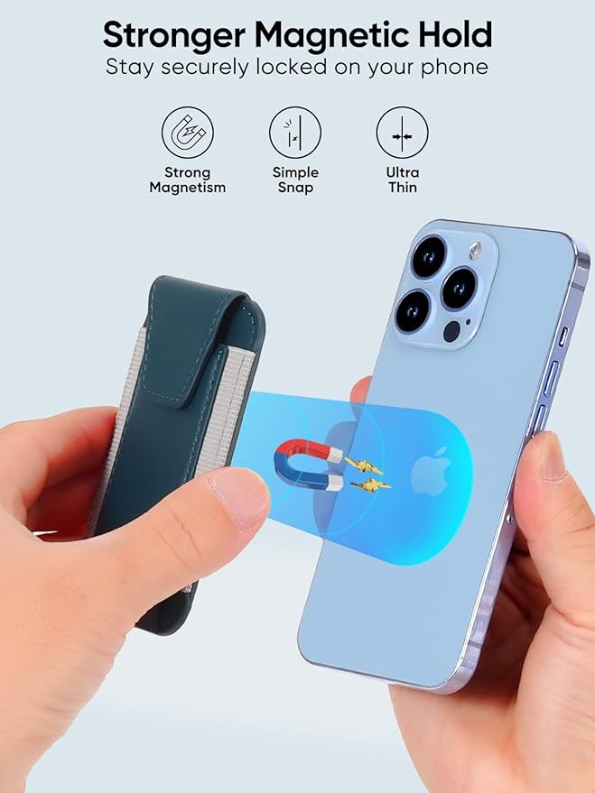 Miroddi for MagSafe Wallet with Privacy Flap Strongest Magnetic Card Holder for iPhone 17 iPhone 16/15/14/13/12 Series Detachable Leather Magnetic Phone Wallet RFID Blocking Fit 7 Cards Blue