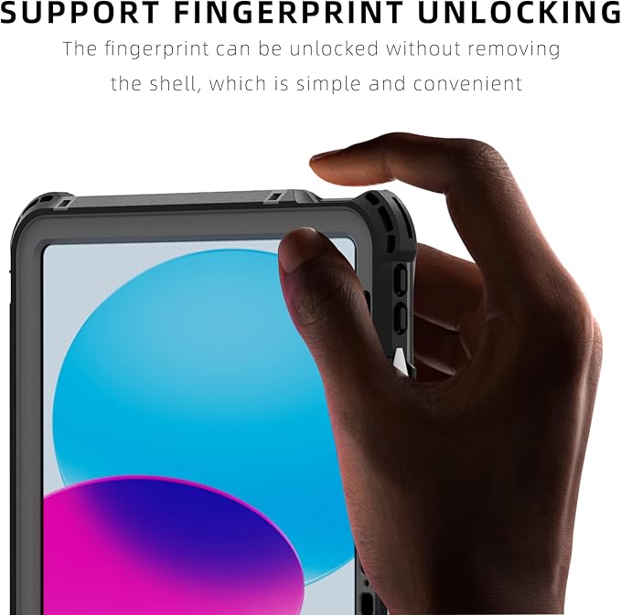 Compatible with iPad (A16)/10th Generation IP68 Waterproof Case A3354 A3355 A2757 A2696 w/Pencil Holder Kickstand Lanyard Shock-Proof Full-Sealing Cover Compatible with Magic Keyboard