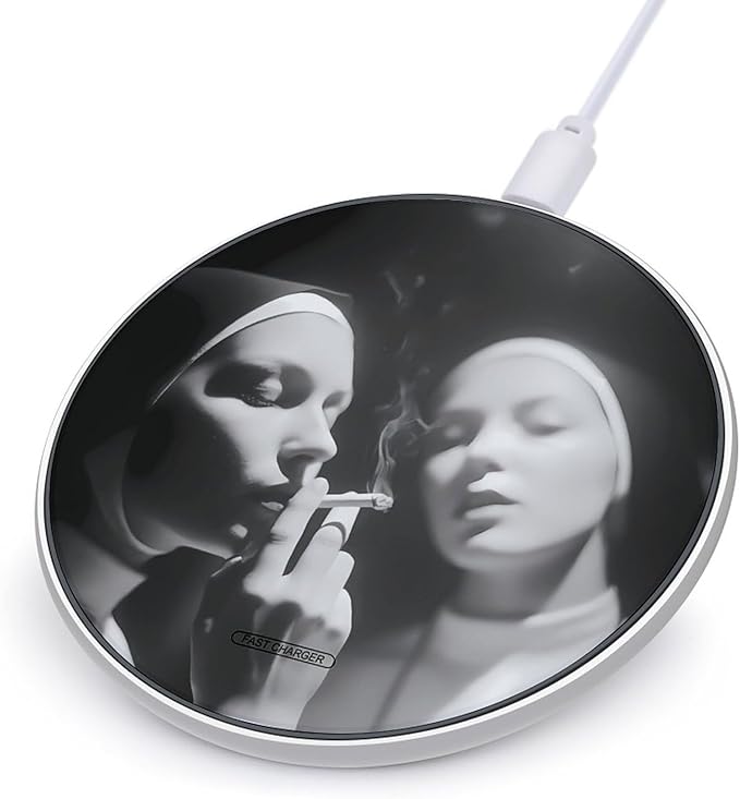 Nuns Smoking Phone Charger Magnetic Charging Pad Anti-Slip with USB Cable