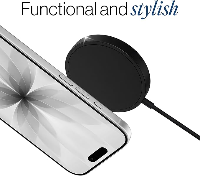 SPOTMINDERS Wireless Charger for iPhone AirPods Tracking Card 15W Flat Fast Charging Pad QI Compatible with Samsung Android Apple - Magsafe Non-Slip Surface Advanced Cooling - No AC Adapter