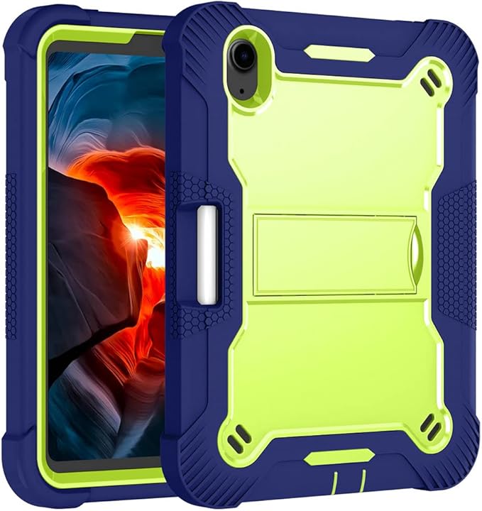 MAKEIT Case for iPad mini 7 (A17 Pro) 2024 iPad mini 6 Case (8.3-Inch2021 Model) with Pencil Holder Heavy Duty Shockproof Full Body Protective Case with Stand for iPad mini 6th/7th Generation Case