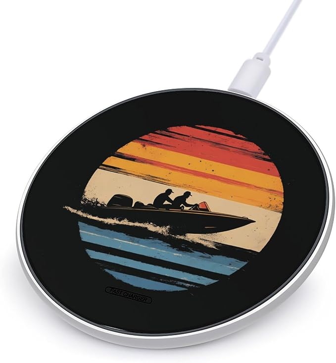 Vintage Jet Ski Sports Wireless Charger Anti-Slip Wireless Charging Pad Slim Charger Mat for Men Women