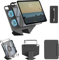 Case for iPad 11-Inch (A16) 11th Generation/ 10.9-Inch 10th Gen (2025/2022) with Pencil Holder Detachable Magnetic 360° Rotating Clear Protective Cover Portrait/Landscape Stand Black