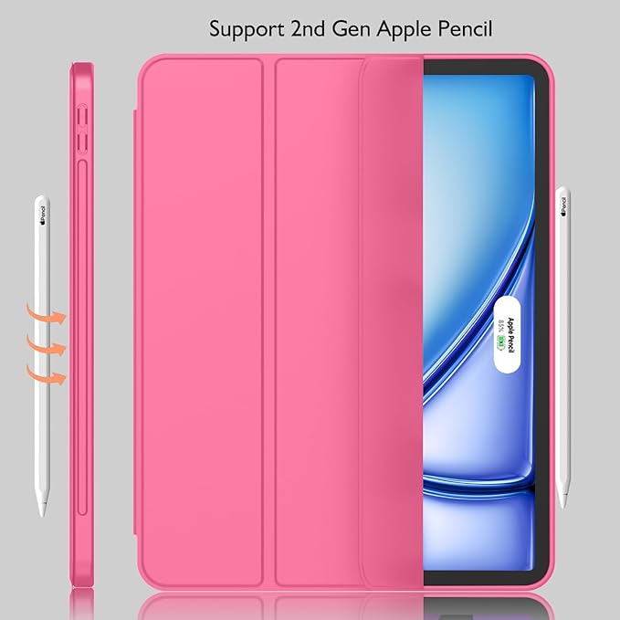 iMieet iPad Air 11 Inch Case M4/M3/M2(2026/2025/2024) iPad Air 5th/4th Generation Case 2022/2020 10.9 Inch with Pencil HolderTrifold Stand Smart Case with Soft TPU Back(Watermelon)