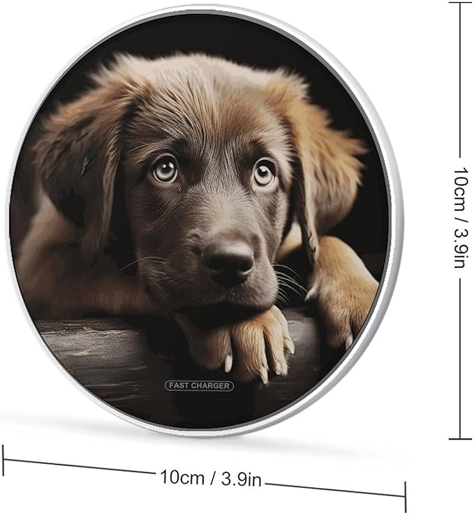 Puppies Dog Wireless Charger Fast Wireless Charging Pad with USB Cable 10W Anti-Slip Magnetic Wireless Charger Portable Slim Charger Puck Travel Charging Station