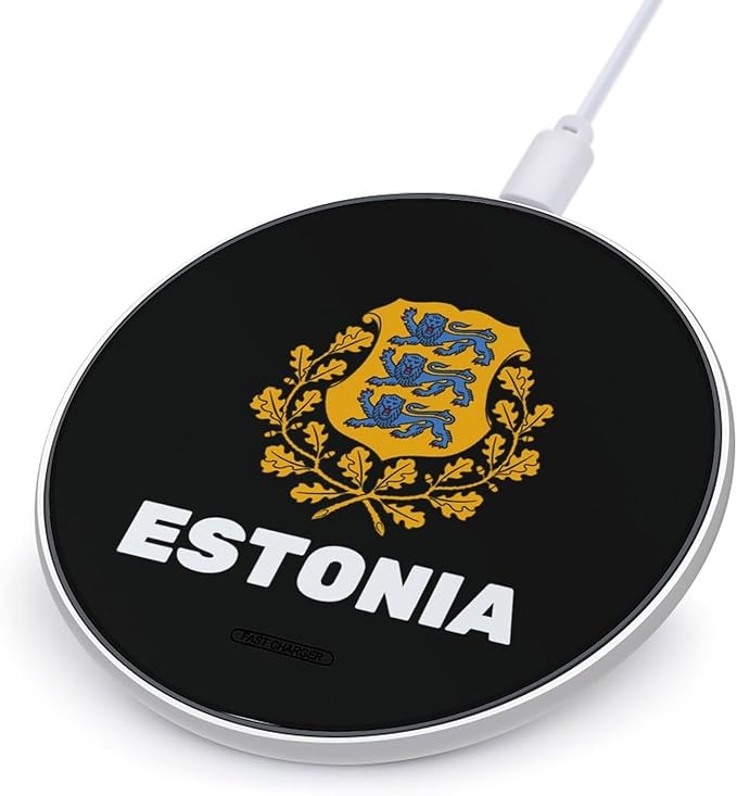 Estonia Estonian National Emblem Phone Charger Magnetic Charging Pad Anti-Slip with USB Cable