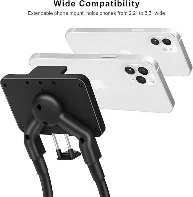 B-Land Upgrade Phone Holder for Bed Neck Phone Holder Gooseneck Cell Phone Holders Universal Mobile Phone Stand with Remote for Taking Videos &amp Group Photos (Black)