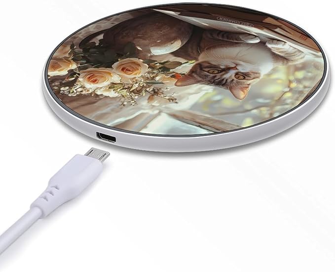 Cat Book Wireless Charger Anti-Slip Wireless Charging Pad Slim Charger Mat for Men Women
