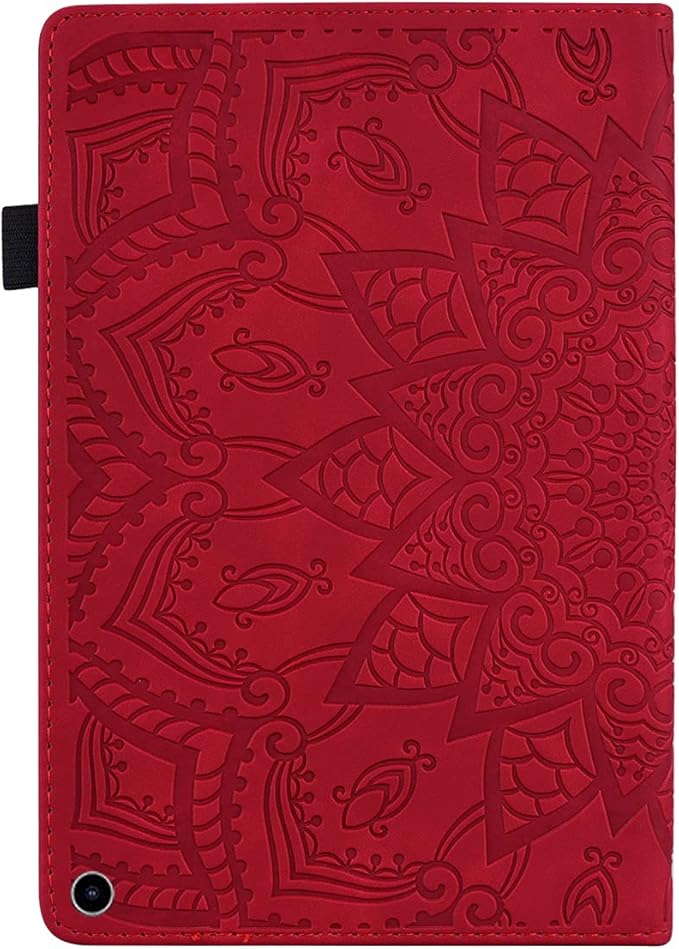 Case for Amazon Fire Max 11 (2023) Techcircle Stylish Mandala Embossed PU Leather Folio Stand Soft TPU Back Cover Slim Lightweight Elastic Band Protective Case with Pen Holder &amp Card Slots Red