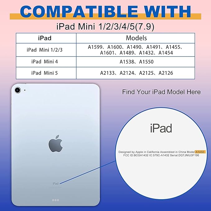 ALILANG Case for iPad mini 1/2/3/4/5 (Model No. A1538 / A1550 / A2124 / A2125 / A2126 / A2133) PU Leather Folio Cover with Multi-Angle Stand for iPad mini 5 2019 Tablet Case -Iron Tower