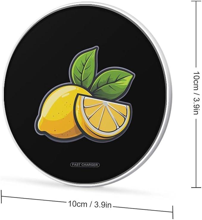Lemon Print Wireless Charger Anti-Slip Wireless Charging Pad Slim Charger Mat for Men Women