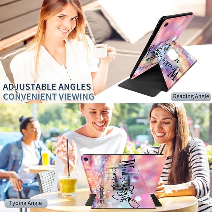 Case for Kindle Fire HD 10 Tablet Case (13th Generation2023 Released)360 Degree Rotating Folio Stand Leather Smart Cover for Amazon Fire HD 10 13th Gen 10.1-we Walk by Faith Pink Purple