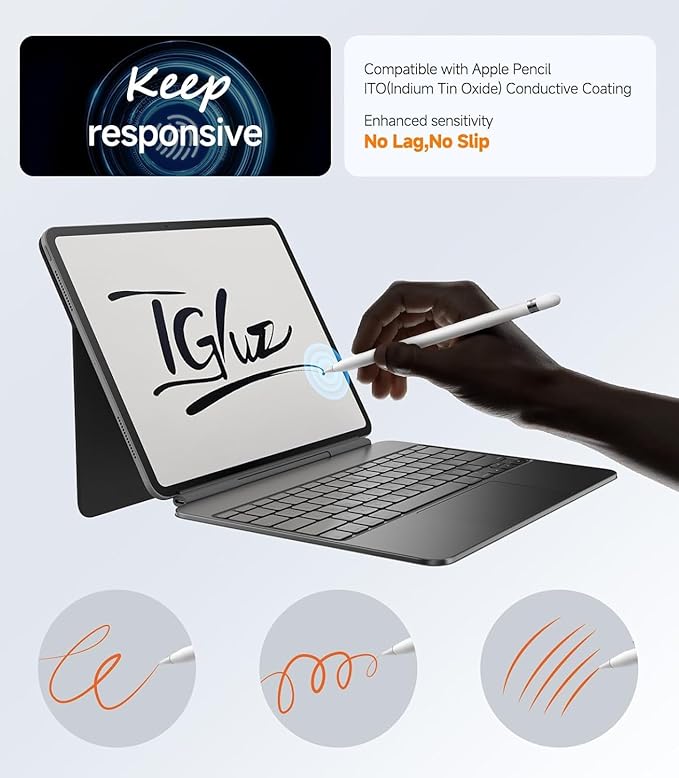 iGluz 2 Pack Screen Protector for iPad Air 13(7th/6th Gen.) M3/M2 2025/2024 9H+ Tempered Glass Screen Protector with Easy-Install Box[12FT Military Grade Shatterproof] HD ClarityScratch Resistant