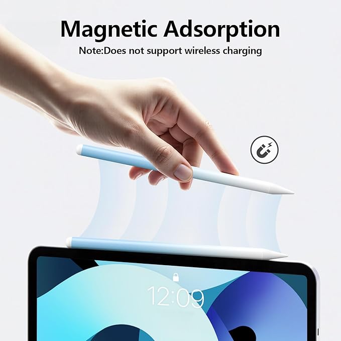 Stylus Pen for iPad 6th-11th Generation-2X Fast Charge Active Pencil Compatible with 2018-2025 Apple iPad Pro 11/12.9/M4 iPad Air 3/4/5/M2/M3iPad mini 5/6 Gen-White Blue