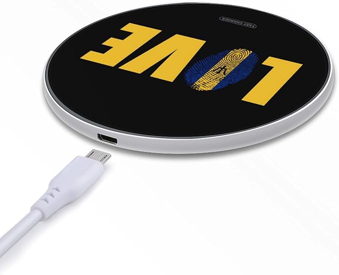 Love Barbados Flag Barbadian Fast Portable Charger 10W Funny Graphic Phone Charging Pad with USB Cable