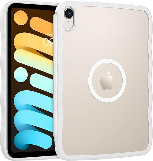 BENTOBEN Case for iPad mini 7 2024 A17 Pro/iPad mini 6 2021 Cute Wavy Magnetic iPad mini 7th/6th Gen Case Translucent Matte Shockproof Protective Tablet Cover for iPad mini 7/mini 6 8.3'' White
