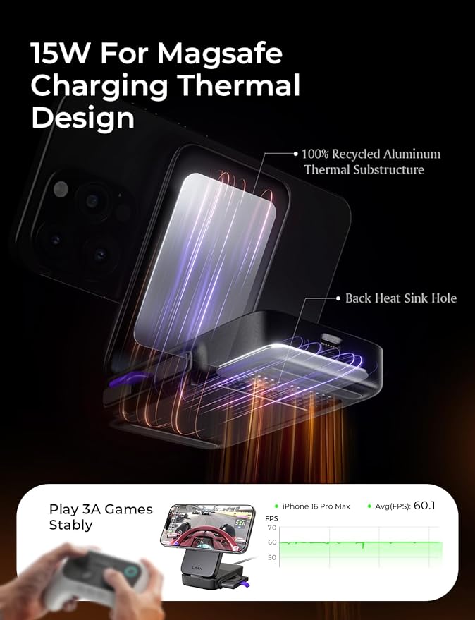 LISEN for iPhone 17 Pro Max 15W magsafe Fast Charger 3-in-1 Charging Station Qi2 Certified Foldable Magsafe Charger Stand for Apple Multiple DevicesWireless NightstandAirPodsApple Watch