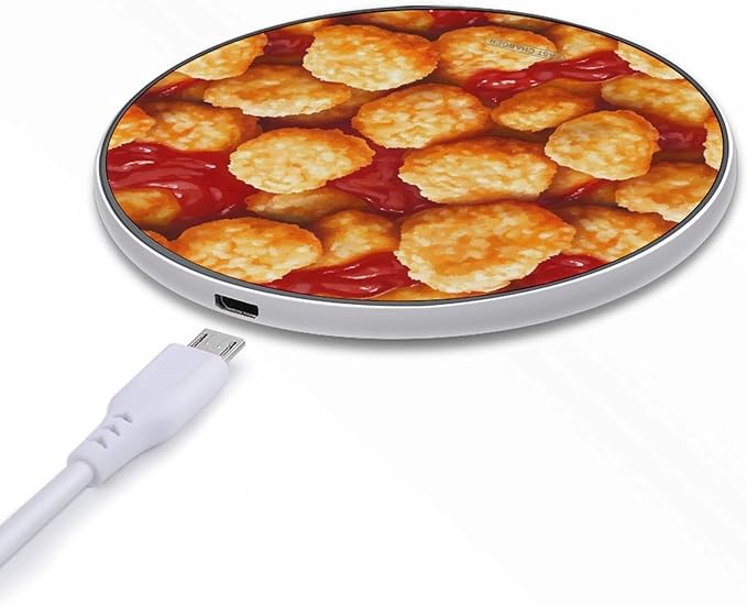 Chicken Nuggets Ketchup Wireless Charger Anti-Slip Wireless Charging Pad Slim Charger Mat for Men Women