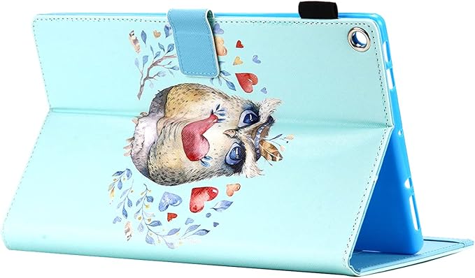 Kindle Fire HD 10 Tablet 2019/2017 Case 9th/7th Generation 10.1 with Pencil Card Holder [Auto Sleep/Wake] Smart Folio Stand Multi-Angle Viewing PU Leather Shockproof Cover Green Flower Owl