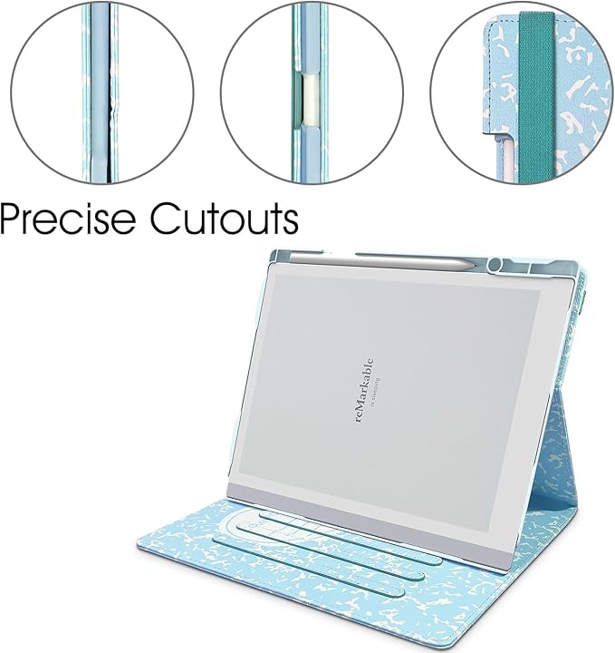 E NET-CASE Case for remarkable2 Tablet 10.3 inch (2020 Released) - Multi-Viewing Adjustable 360 Degree Rotating Stand Cover for Remarkable 2 Digital Paper with Pencil Holder (Blue)