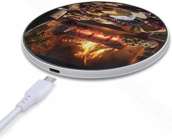 Food and Wine Wireless Charger Anti-Slip Wireless Charging Pad Slim Charger Mat for Men Women