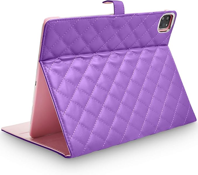 for iPad Pro 12.9 Inch Case 6th/5th/4th/3rd Generation (2022/2021/2020/2018) Crown Diamond Bling Cute PU Leather Smart Auto Sleep/Wake Stand Shockproof Protective Case for iPad 12.9 Purple