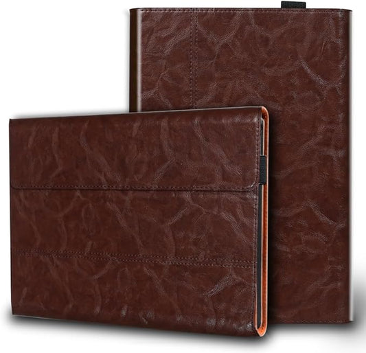 Gexmil Leather Case Compatible with Surface Pro 8 13 Inch 2021with Pencil Holder Support Type Cover KeyboardMagnetic ClosureMulti-Angle Portfolio Business CoverDark Brown