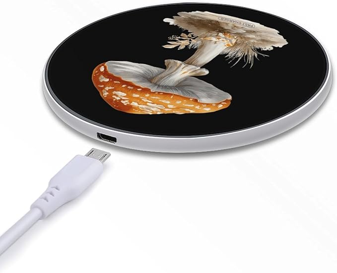 Vintage Mushroom Fast Portable Charger 10W Funny Graphic Phone Charging Pad with USB Cable
