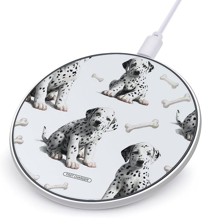Dalmatian Puppies Dog Bones Fast Portable Charger 10W Funny Graphic Phone Charging Pad with USB Cable