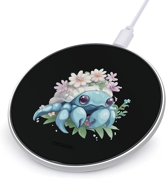 Hermit Crabs Pet Flowers Wireless Charger Anti-Slip Wireless Charging Pad Slim Charger Mat for Men Women