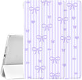 JOYLAND White Pad Case for iPad Air 4/Air 5 Gen 10.9(2020/2022)with Pencil Holder-Auto Wake/SleepPurple Bow&ampLove Anti-Scratch Shockproof Premium Folio Stand Case for iPad Air 11''(2024)