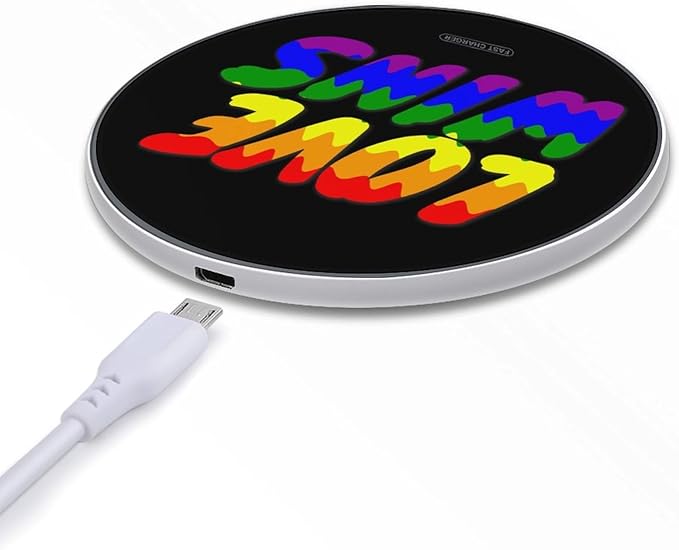 Love Wins LGBT Flag Fast Portable Charger 10W Funny Graphic Phone Charging Pad with USB Cable