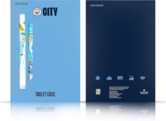 Head Case Designs Officially Licensed Manchester City Man City FC Black White Mono Badge Leather Wallet Case Compatible with Apple iPad Pro 11 M4/M5 2024/2025