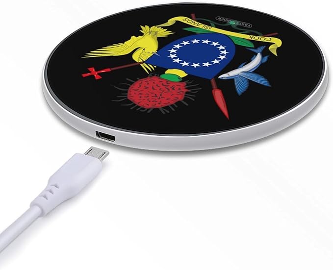 Coat of Arms of The Cook Islands Fast Portable Charger 10W Funny Graphic Phone Charging Pad with USB Cable