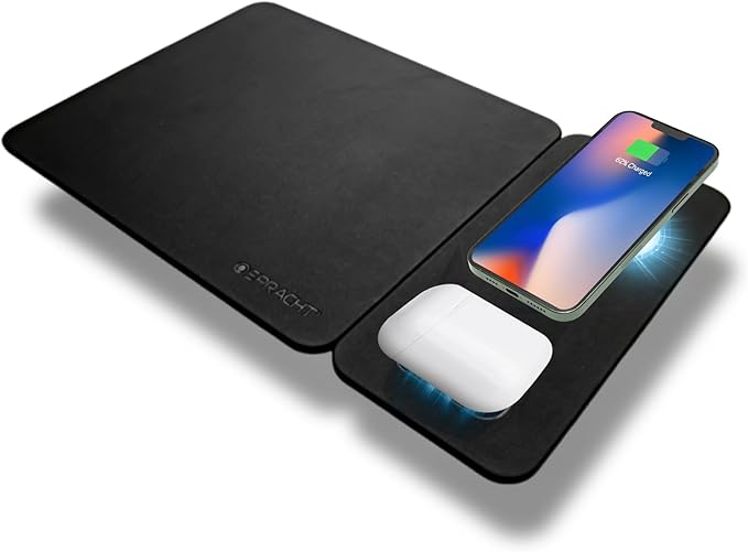 Spracht MagPad Magnetic Wireless Charging Mouse Pad 15W Fast Charging for Smartphones and Wireless Earbuds (Black)