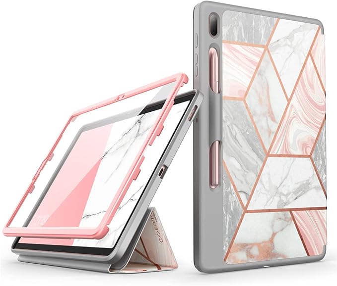 i-Blason Cosmo Case for Samsung Galaxy Tab S7 FE 12.4 2021 Release Only Full-Body Trifold with Built-in Screen Protector Protective Smart Cover with Auto Sleep/Wake &amp Pencil Holder (Marble)