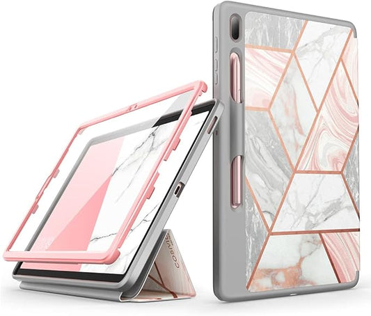 i-Blason Cosmo Case for Samsung Galaxy Tab S7 FE 12.4 2021 Release Only Full-Body Trifold with Built-in Screen Protector Protective Smart Cover with Auto Sleep/Wake &amp Pencil Holder (Marble)