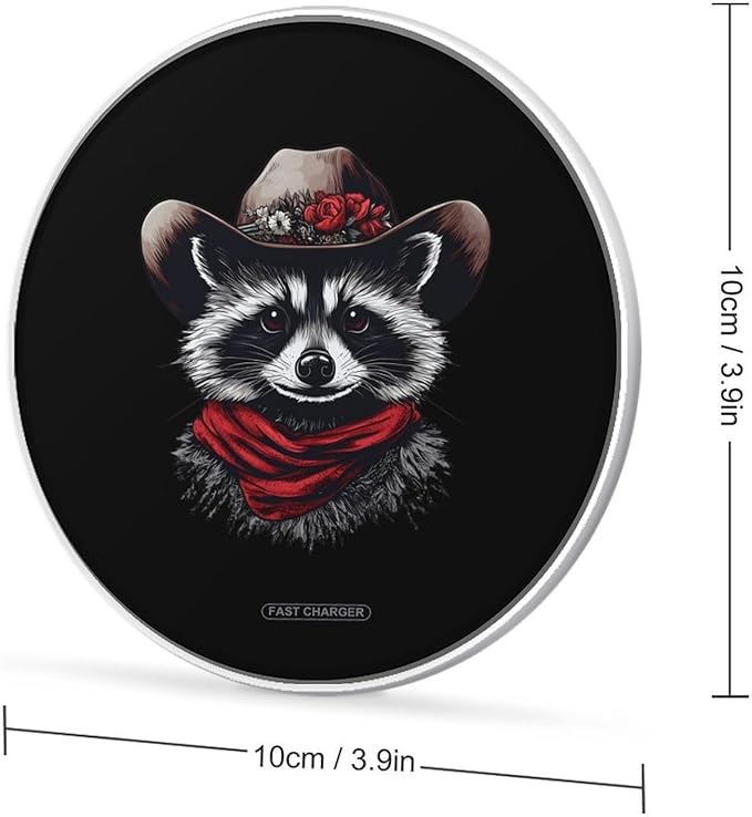 Funny Raccoon Wireless Charger Anti-Slip Wireless Charging Pad Slim Charger Mat for Men Women