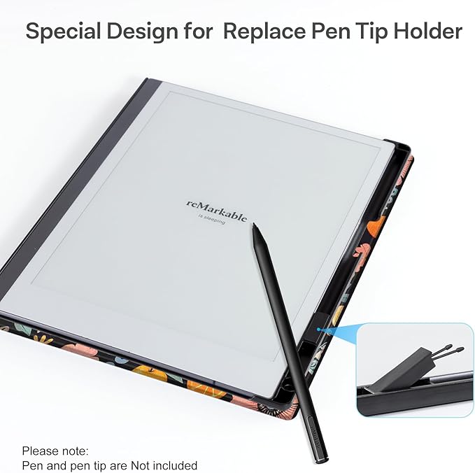 CoBak Case for Remarkable 2 Paper Tablet - Lightweight and Hard Back Shell Protective Book Folio Cover with Built-in Pen Holder - Only for 10.3 2020 Released (Little Joys)